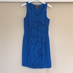 Ali Ro cerulean ruffled cocktail dress